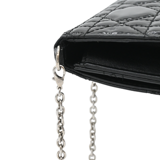 Black Lady Dior Patent Cannage Chain Clutch