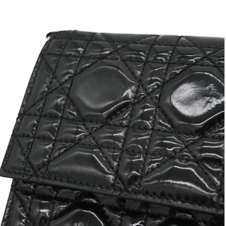 Black Lady Dior Patent Cannage Chain Clutch