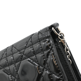 Black Lady Dior Patent Cannage Chain Clutch