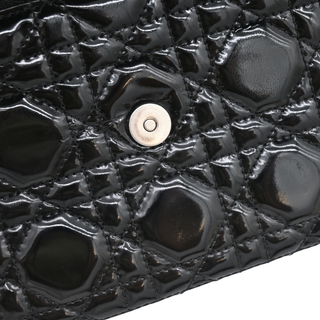 Black Lady Dior Patent Cannage Chain Clutch