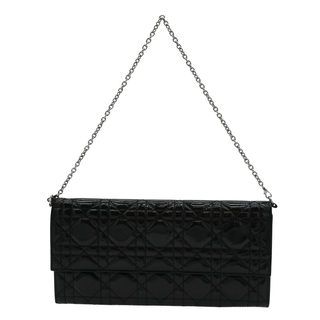 Black Lady Dior Patent Cannage Chain Clutch