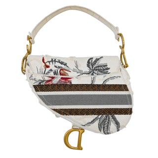 Embroidered Canvas Saddle Bag
