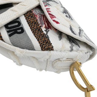 Embroidered Canvas Saddle Bag