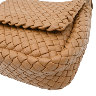 Tan Intrecciato Cobble Leather Shoulder Bag