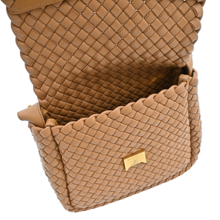 Tan Intrecciato Cobble Leather Shoulder Bag
