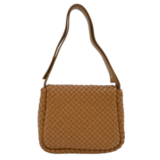 Tan Intrecciato Cobble Leather Shoulder Bag