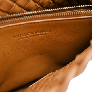 Tan Intrecciato Cobble Leather Shoulder Bag