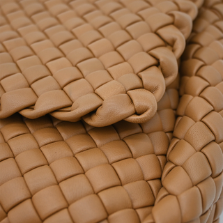 Tan Intrecciato Cobble Leather Shoulder Bag