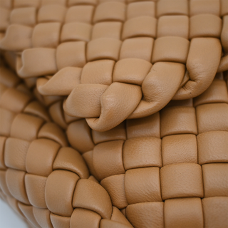 Tan Intrecciato Cobble Leather Shoulder Bag