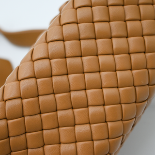Tan Intrecciato Cobble Leather Shoulder Bag
