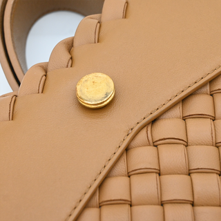 Tan Intrecciato Cobble Leather Shoulder Bag