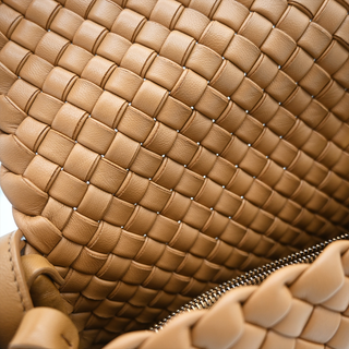 Tan Intrecciato Cobble Leather Shoulder Bag