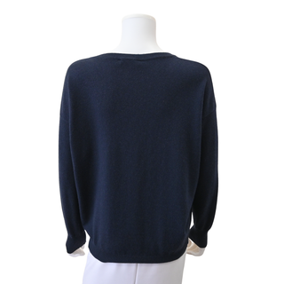 Navy Blue Monili Cashmere Knit Sweater
