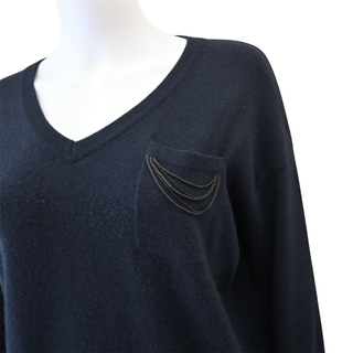 Navy Blue Monili Cashmere Knit Sweater