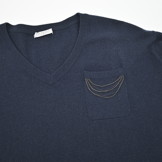 Navy Blue Monili Cashmere Knit Sweater