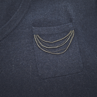 Navy Blue Monili Cashmere Knit Sweater