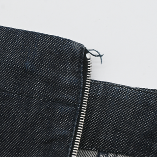 Dark Denim Zipper Waist Pants