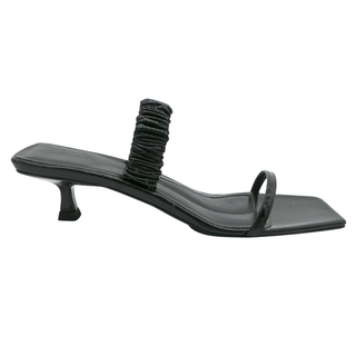 Georgia Kitten-Heel Patent Heel Sandals
