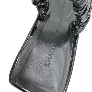 Georgia Kitten-Heel Patent Heel Sandals