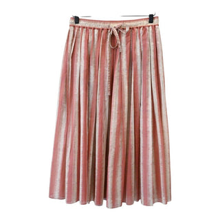 CHRISTIAN DIOR | Pink Striped Cotton Midi Skirt