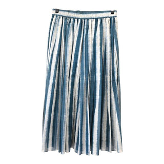CHRISTIAN DIOR | Blue Striped Cotton Midi Skirt