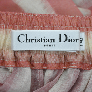 CHRISTIAN DIOR | Pink Striped Cotton Midi Skirt