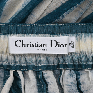 CHRISTIAN DIOR | Blue Striped Cotton Midi Skirt