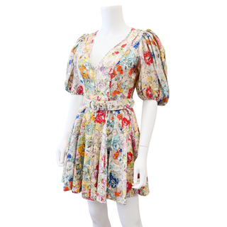 Clover Floral Linen Mini Dress