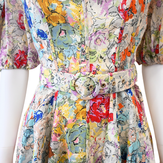 Clover Floral Linen Mini Dress