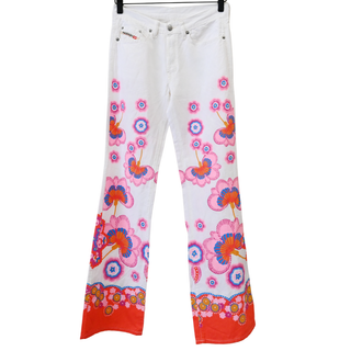 DIESEL | Pink Flower Power Linen-Blend Jeans