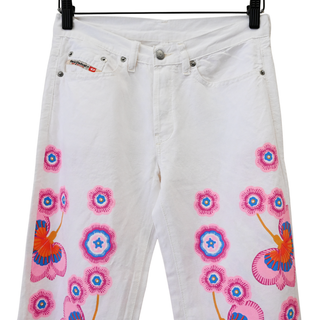 DIESEL | Pink Flower Power Linen-Blend Jeans