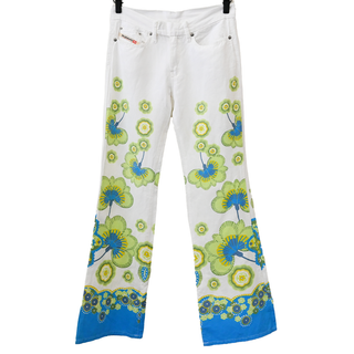 DIESEL | Green Flower Power Linen-Blend Jeans