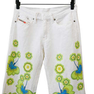 DIESEL | Green Flower Power Linen-Blend Jeans