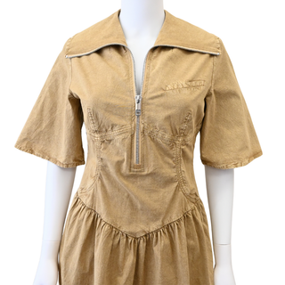 GANNI | Beige Washed Stretch Cotton Mini Dress