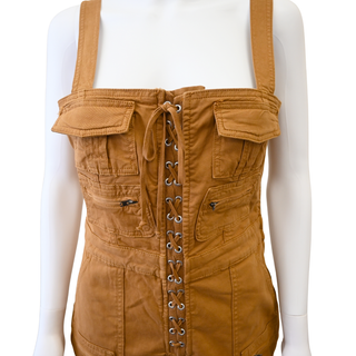 GOOD AMERICAN | Canyon Brown Cargo Tank Jumpsuit