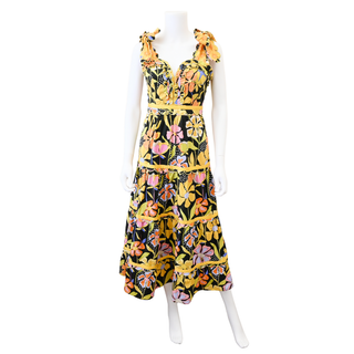 Multicolor Floral Tiered Midi Dress