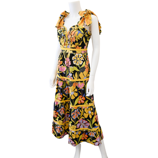 Multicolor Floral Tiered Midi Dress