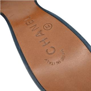 Denim & Tan Leather Heeled Mules