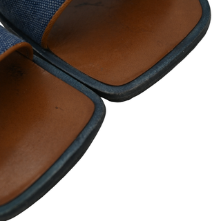 CHANEL | Denim & Tan Leather Heeled Mules