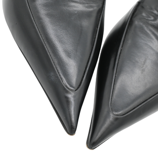 PRADA | Black Triangle Logo Leather Mules