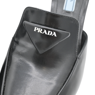 PRADA | Black Triangle Logo Leather Mules