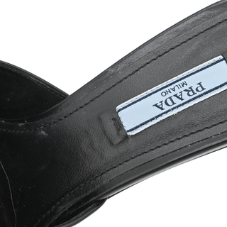 PRADA | Black Triangle Logo Leather Mules