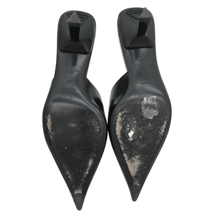 PRADA | Black Triangle Logo Leather Mules