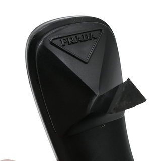 PRADA | Black Triangle Logo Leather Mules