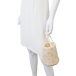 Purl Faux Pearl Embellished Small Bucket Bag