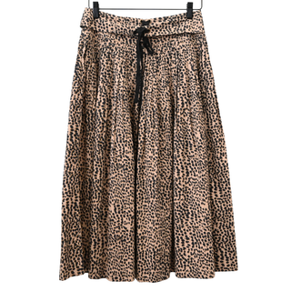 Leopard Print Pleated Cotton Maxi Skirt