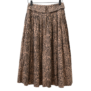 Leopard Print Pleated Cotton Maxi Skirt