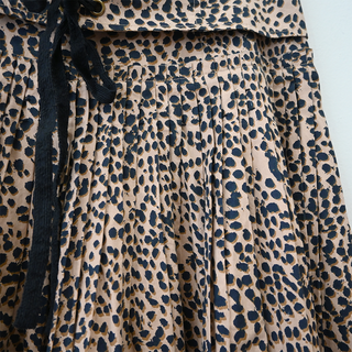 Leopard Print Pleated Cotton Maxi Skirt