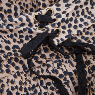 Leopard Print Pleated Cotton Maxi Skirt