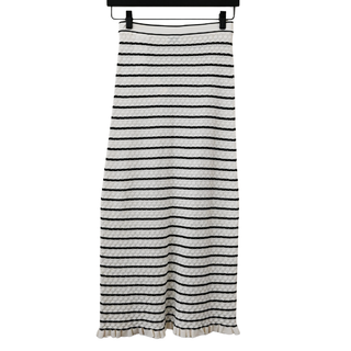 Ivory & Black Moline Striped Knit Midi Skirt